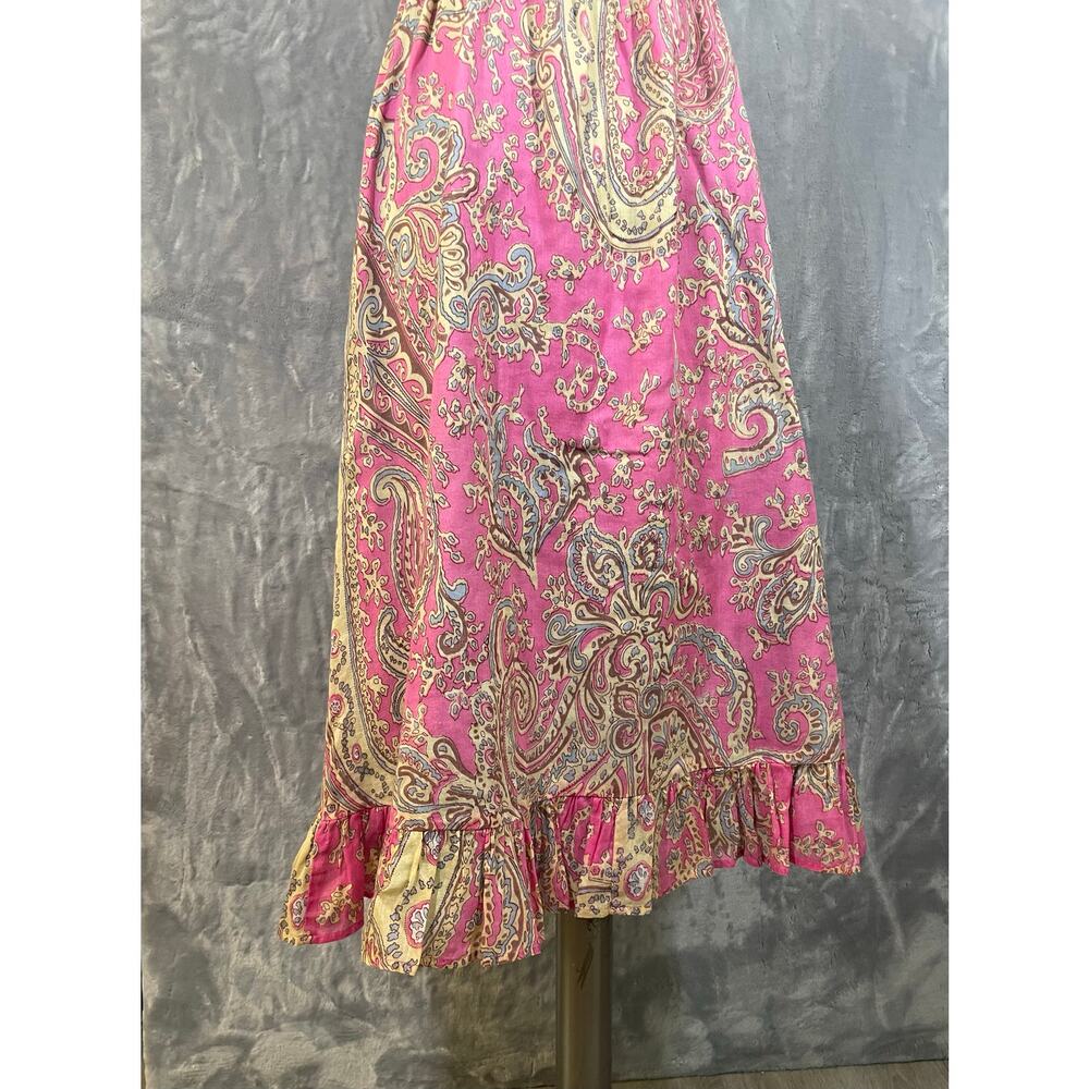 Vintage Tova Celine quilted bib‎ halter midi dress pink paisley babydoll S boho - Picture 6 of 13